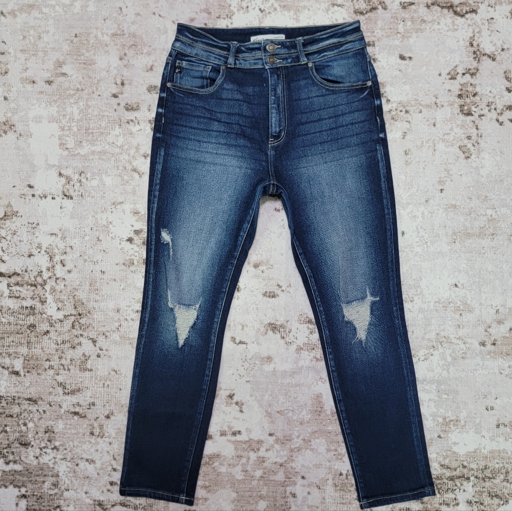 KanCan Dark Wash Skinny Jeans Women's Size 29 Distressed Stretch Denim